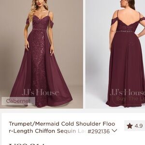 Mother of the bride Burgundy sequin, beaded embellishment, lace Wedding Gown